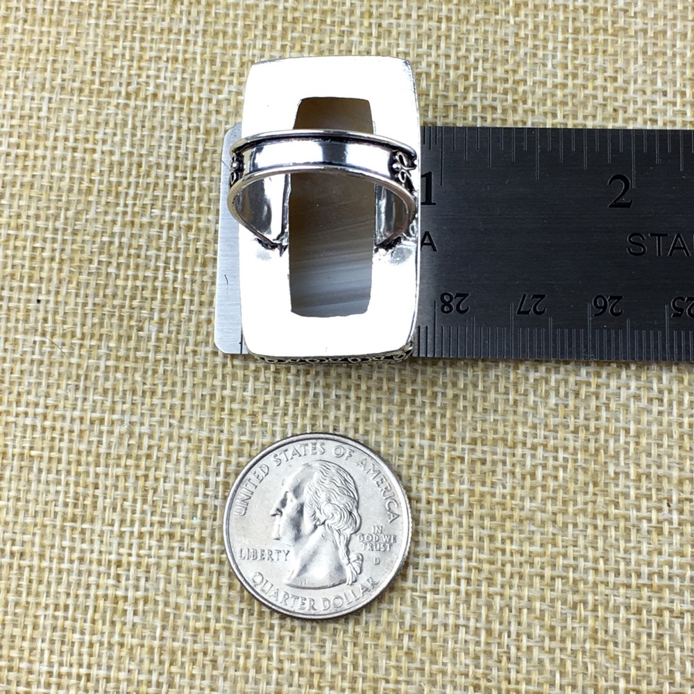 Botswana Agate Stone Statement Ring Size 10 - image 5